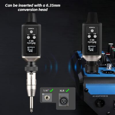 UHF Wireless In Ear Monitor System Metal, Professional Wireless IEM System, 16 Adjustable Channel, Portable Rechargeable Transmitter and bodypack Receiver for Studio, Band Rehearsal, Live Performance