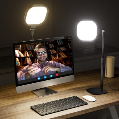 Zoom Lighting for Computer, Adjustable Desk Lighting for Video Calls, 30 Light Modes Video Conference Light, Desk Ring Light with Stand for Webcam, Meetings, Live Stream, Home Office. CRI 97.8