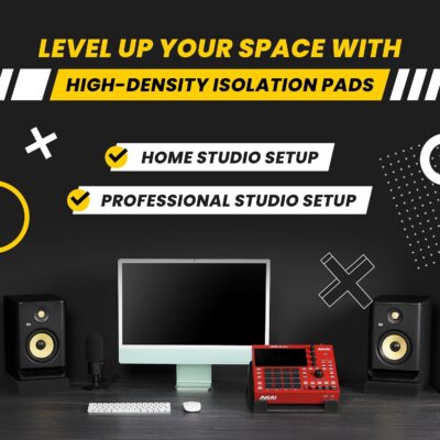 Sound Addicted – Studio Monitor Isolation Pads for 3-4.5 inches Small Speakers, Pair of 2 High Density Dampening Acoustic Stands Foam which Fits Most Bookshelfs and Desktops | SMPad 4