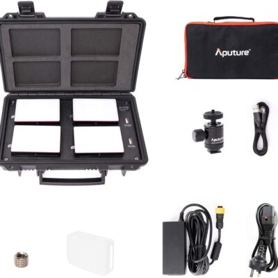 7132BP7JjuL. AC SL1500 Aputure MC 4-Light Travel Kit, 4 MC RGBWW LED On Camera Lights with Wireless Charge Case CRI/TLCI 96+, Temperature 3200K-6500K, HSI Mode,Support Magnetic Attraction