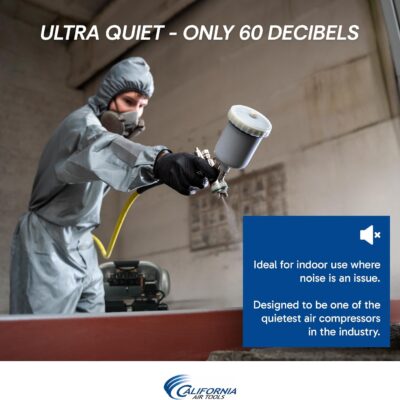 California Air Tools CAT-4610S Ultra Quiet & Oil-Free 1.0 hp 4.6 gallon Steel Twin Tank Electric Portable Air Compressor, Silver