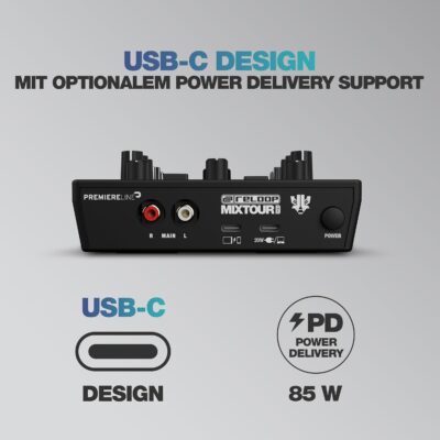 Reloop Mixtour Pro High-quality, ultra-portable, all-in-one four-deck DJ controller with audio interface