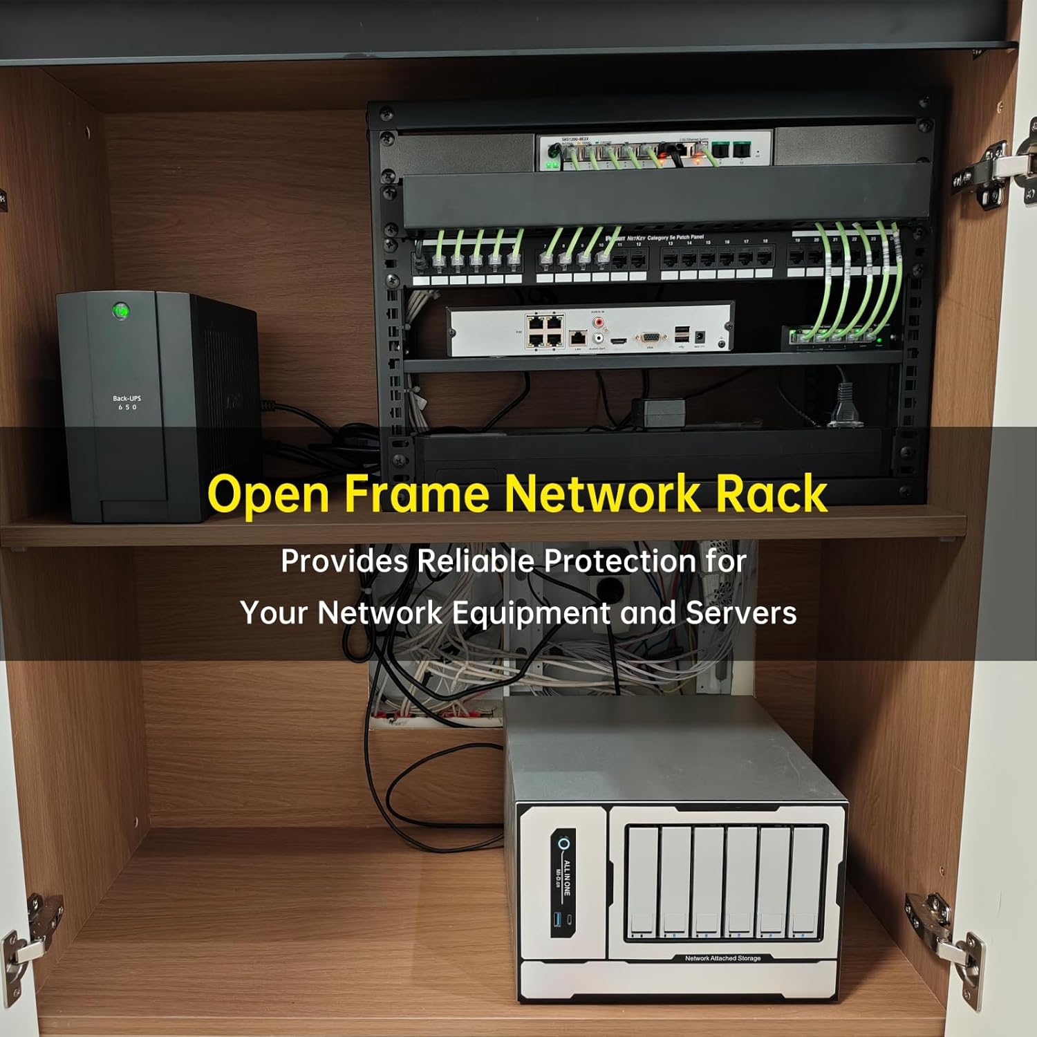 6U Open Frame Network Rack, Server Rack Shelf for Networking, Server, Audio and Video Equipment, Desktop AV Rack