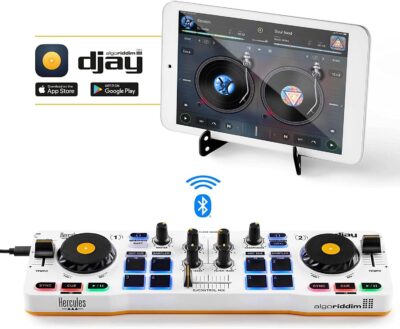 Hercules DJControl Mix – Bluetooth Wireless DJ Controller for Smartphones (iOS and Android) – dJay app – 2 Decks, White