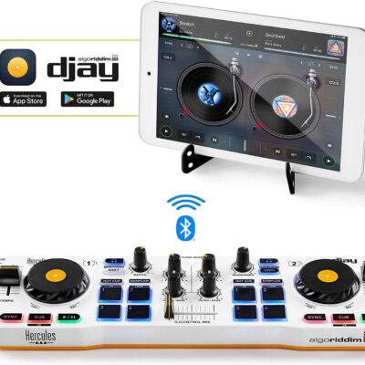 Hercules DJControl Mix – Bluetooth Wireless DJ Controller for Smartphones (iOS and Android) – dJay app – 2 Decks, White
