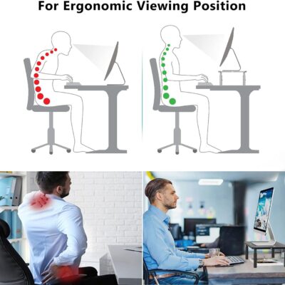 WALI Computer Monitor Stand for Desk, Adjustable Laptop Riser, Desk Monitor Stand Underneath Storage for Office, Home, School Supplies (STT003), 1 Pack, Black