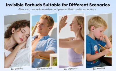 714jmbF3A9L. AC SL1500 Invisible Mini Sleep Earbuds Wireless Bluetooth, Ultra-Light Comfort Fit Sleep Headphones for Side Sleepers, Unique Tumbler Portable Charging Case, Soft In-Ear Ear Plugs for Sleeping Small Ears Gym
