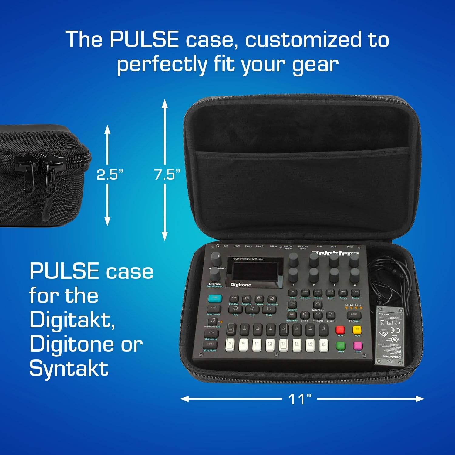ANALOG CASES Elektron Digitakt/Syntakt/Digitone Case – Custom-Fitted Compact PULSE Hard Case for Travel