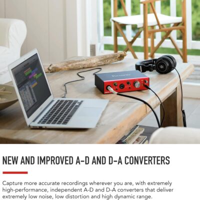 Focusrite Clarett+ 2Pre USB-C Bus-Powered Audio Interface for Music Production, with Two Professional Quality Pre-Amps and Powerful and Transparent Headphone Outputs/Instrument Inputs