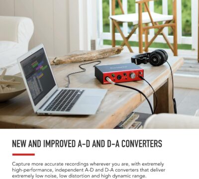 Focusrite Clarett+ 2Pre USB-C Bus-Powered Audio Interface for Music Production, with Two Professional Quality Pre-Amps and Powerful and Transparent Headphone Outputs/Instrument Inputs