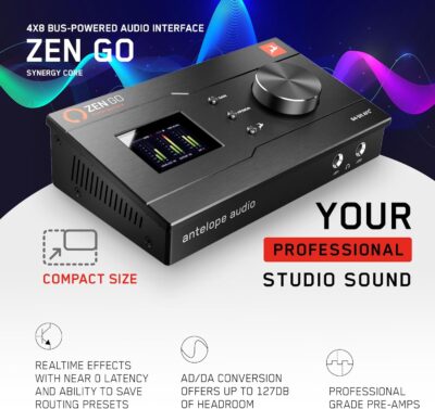 Zen Go Synergy Core, Audio Interface, 4×8 Bus-Powered USB-C Interface For Recording Music, with Onboard Real-Time Audio Recording Effects, USB Connectivity – Antelope Audio