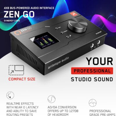 Zen Go Synergy Core, Audio Interface, 4×8 Bus-Powered USB-C Interface For Recording Music, with Onboard Real-Time Audio Recording Effects, USB Connectivity – Antelope Audio