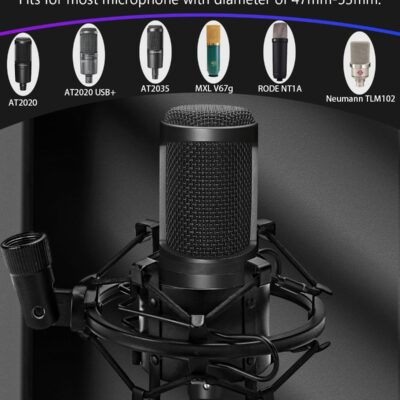 Universal Microphone Shock Mount, Mic Clip Holder for Diameter 47mm-53mm Mic Anti Vibration Adjustable High Isolation Shock Mount