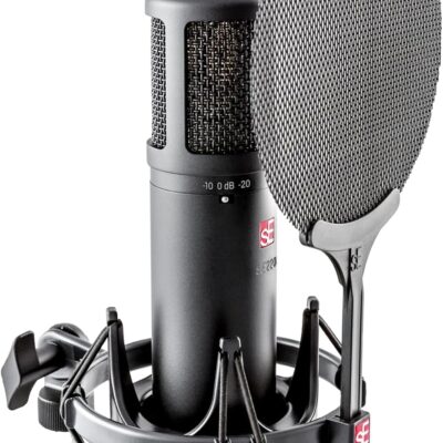 sE Electronics sE2200 Bundle: Cardioid Condenser Recording Microphone w/Shockmount, Pop Filter, 20 Hz-20 kHz, 48V Phantom, ROCKSHIELD 3 Mic Isolation Shield w/Sound Dampening Foam, 2-items