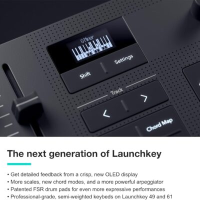 717Cyq6JEL. AC SL1500 Novation Launchkey 49 MK4 – 49 key Semi-Weighted, USB, MIDI Keyboard Controller with DAW Integration. Chord & Scale Modes, 8 Drum Pads, & Arpeggiator — Includes Software Bundle for Music Production