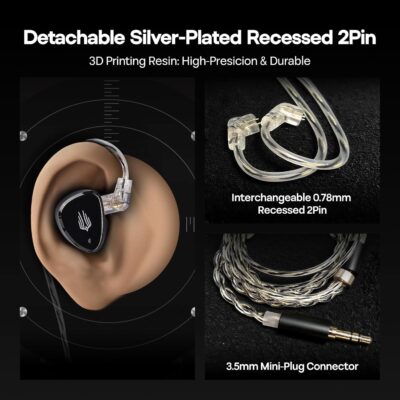 Linsoul SIMGOT EM6L 1DD + 4BA Hybrid Driver in-Ear Monitor, Gaming Earbud, HiFi IEM Earphone with 3D-Printed Resin Housing, Detachable OFC Silver-Plated Cable for Musician Audiophile