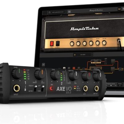 IK Multimedia AXE I/O SOLO premium 2-in 3-out 24-bit, 96 kHz USB audio interface for Mac/PC with advanced guitar tone shaping, Hi-Z re-amp out and massive AmpliTube and TONEX software bundle