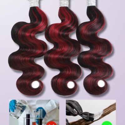 99J Burgundy Highlight Body Wave 3 Bundles Human Hair, 12A 100% Virgin Burgundy and Black Colored Human Hair Bundles Thick Track Ombre Red 99J Brazilian Quick Wavy Weaves Sew In Remy 12 14 16 In