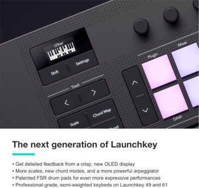 Novation Launchkey 37 MK4 — Compact 37 Key, USB, MIDI Keyboard Controller with DAW Integration. Chord Mode, Scale Mode, 8 Drum Pads, and Arpeggiator — Includes Software Bundle for Music Production