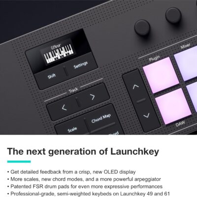 Novation Launchkey 37 MK4 — Compact 37 Key, USB, MIDI Keyboard Controller with DAW Integration. Chord Mode, Scale Mode, 8 Drum Pads, and Arpeggiator — Includes Software Bundle for Music Production