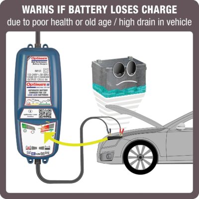 Tecmate Optimate 5 Start/Stop, TM-221-4A, 6-Step 12V 4A Battery Saving Charger-Tester-maintainer