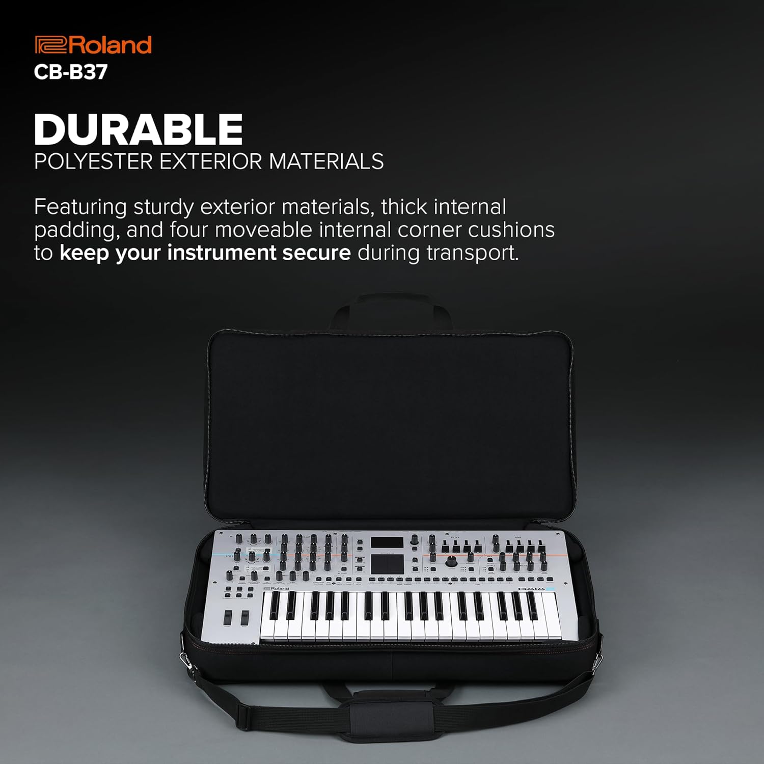 Roland CB-B37 Keyboard Bag | Versatile Carrying Bag for GAIA 2, JUPITER-Xm Synthesizers, SH-01 & Other 37-Note Keyboards | Durable Exterior Materials | Thick Padding & Soft Fleece Interior