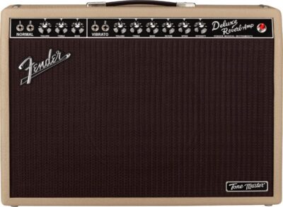 Fender Tone Master Deluxe Reverb 1×12-Inch Guitar Combo Amplifier – Blonde Bundle with Instrument Cable, Amperstand Guitar Cradle, Tuner, and 24-Pack Picks