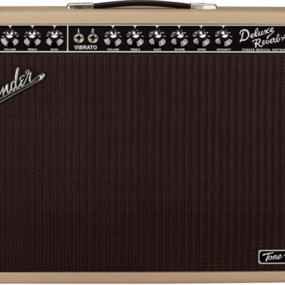 Fender Tone Master Deluxe Reverb 1×12-Inch Guitar Combo Amplifier – Blonde Bundle with Instrument Cable, Amperstand Guitar Cradle, Tuner, and 24-Pack Picks