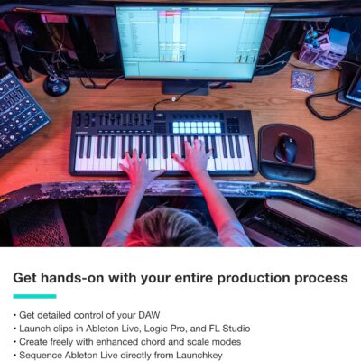 71A0M T1X7L. AC SL1500 Novation Launchkey 49 MK4 – 49 key Semi-Weighted, USB, MIDI Keyboard Controller with DAW Integration. Chord & Scale Modes, 8 Drum Pads, & Arpeggiator — Includes Software Bundle for Music Production