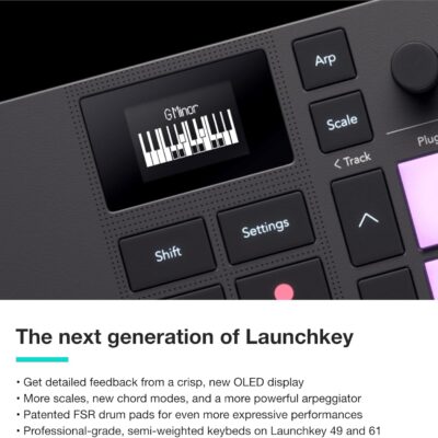 71ANPhkCeUL. AC SL1500 Novation Launchkey Mini 37 MK4 — Portable 37 Mini-Key, USB, MIDI Keyboard Controller with DAW Integration. Chord Mode, Scale Mode, Drum Pads, and Arpeggiator. Includes Music Creation Software Bundle
