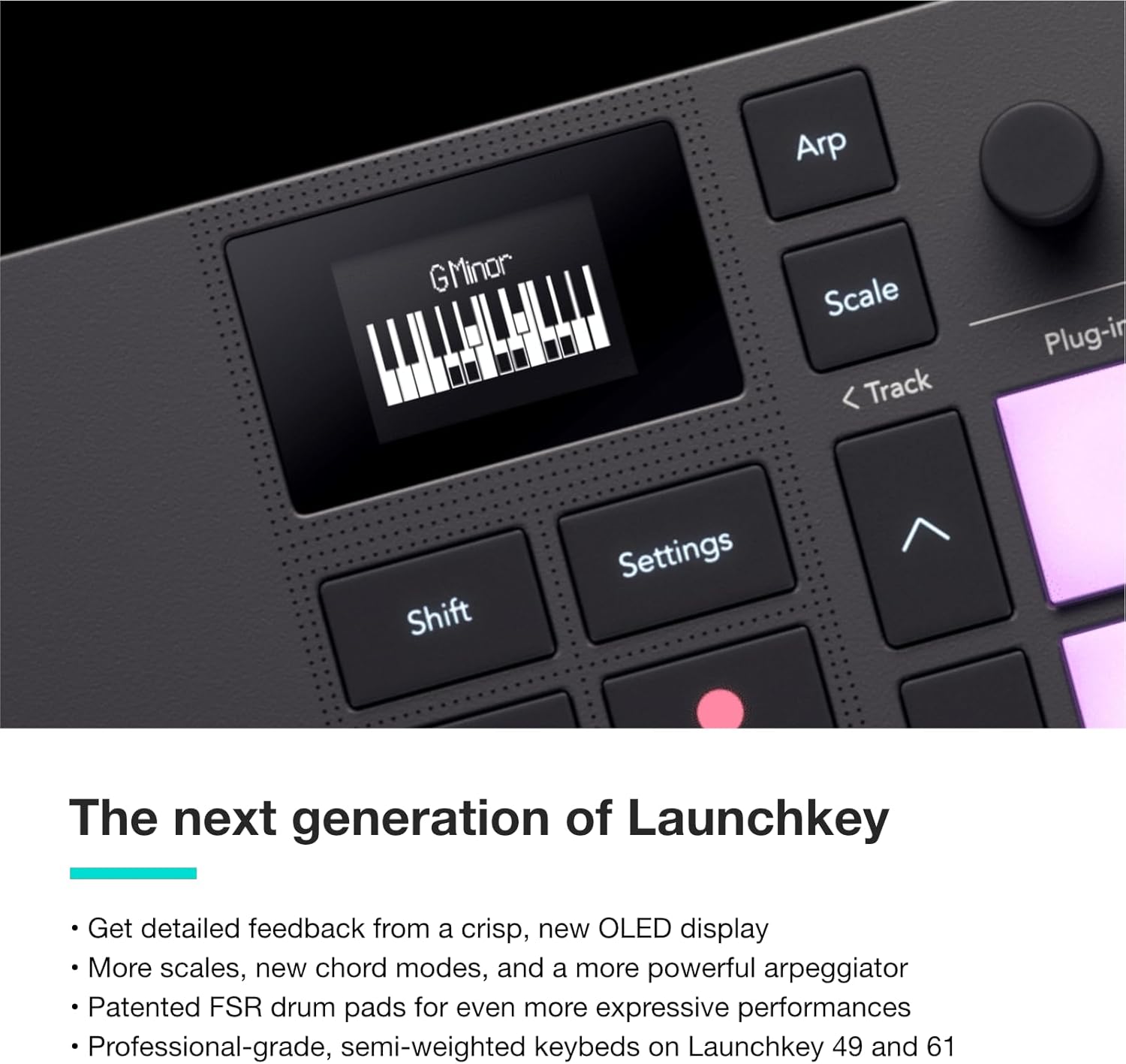 Novation Launchkey Mini 37 MK4 — Portable 37 Mini-Key, USB, MIDI Keyboard Controller with DAW Integration. Chord Mode, Scale Mode, Drum Pads, and Arpeggiator. Includes Music Creation Software Bundle