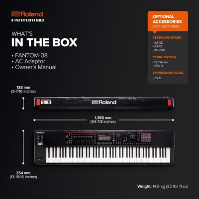 Roland FANTOM-08 WEIGHTED-ACTION SYNTHESIZER KEYBOARD – 88-Note Weighted Keyboard | Thousands of Roland Electronic & Acoustic Sounds | ZEN-Core and SuperNATURAL Technologies
