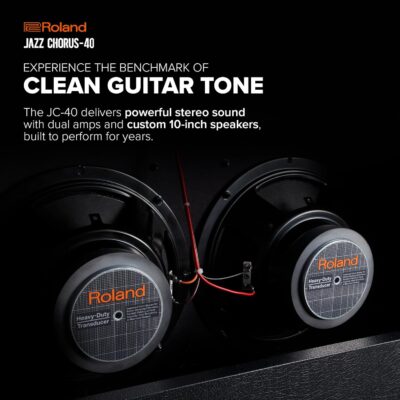 Roland JC-40 Jazz Chorus | Compact Guitar Amp | Iconic JC Clean Tone | Signature Dimensional Space Chorus Effect | Powerful 40-Watt Stereo Amp | Dual 10 Speakers | Enhances Pedals, Multi-FX & More
