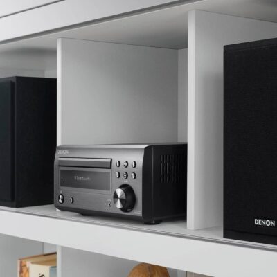 Denon D-M41 Home Theater Mini Amplifier and Bookshelf Speaker Pair – Compact HiFi CD Stereo System with Speakers, FM/AM Tuner, Wireless Bluetooth Amplifier | Perfect for Small Rooms and Home Cinema
