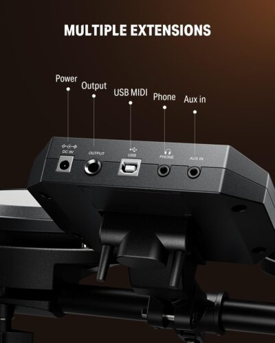 Donner DED-80 Electronic Drum Set with 4 Quiet Mesh Pads, 180+ Sounds, 2 Pedals, Throne, Headphones, Sticks, and Melodics Lessons