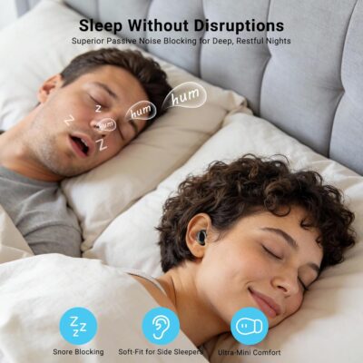 T33 Sleep Earbuds, Bluetooth 6.0 Noise Cancelling Sleep Headphones for Side Sleepers, ANC Up to 98%, Sleep Mode, 48H Playtime, Small Earbuds Comfort Fit for Sleeping, Travel, Work, Black