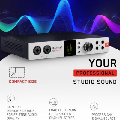 Antelope Audio Discrete 4 Pro Synergy Core Desktop 14×20 Audio Interface – Thunderbolt 3 & USB 2.0 4 Channel Microphone Preamp Recording, Streaming Studio Audio Interface w/Onboard Real-Time Effects