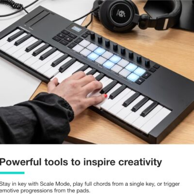 71BofUzedxL. AC SL1500 Novation Launchkey Mini 37 MK4 — Portable 37 Mini-Key, USB, MIDI Keyboard Controller with DAW Integration. Chord Mode, Scale Mode, Drum Pads, and Arpeggiator. Includes Music Creation Software Bundle