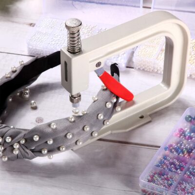 Pearl Setting Machine and Hand Press Pearl Setting Tools, Beads Rivet Fixing Machine with Beads Screw Heads Tweezers for DIY Crafts Accessories