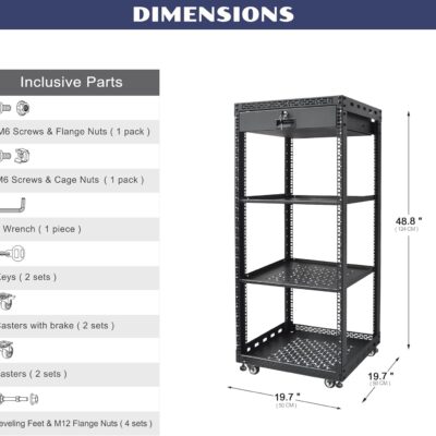 71BuTMn7hGL. AC SL1500 24U Server Rack Cabinet with Drawer & 2 PCS Full Size Rack Shelves – Integrated Top/Bottom Panels, 4 Rolling Wheels for 19 Equipment & Home Lab Studio