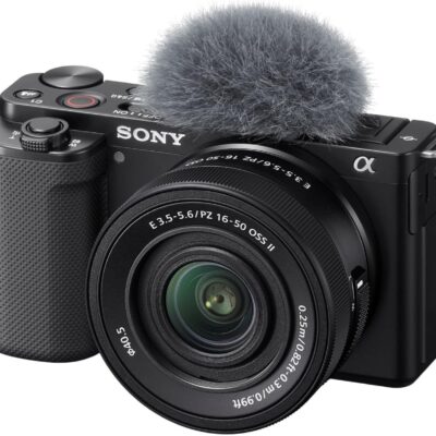 Sony Alpha ZV-E10 – APS-C Interchangeable Lens Mirrorless Vlog Camera Kit – Black, ZVE10KB