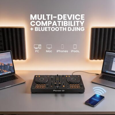 Pioneer DJ DDJ-FLX4 2-Channel DJ Controller – Black Bundle with Carrying Case and Austin Bazaar Polishing Cloth