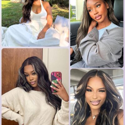 Platinum Blonde Highlight Black Mix Color Body Wave Human Hair, 100% Brazilian Thick Track Bundles #F1B/613 Ombre Skunk Stripe Balayage Colored Single Bundles Quick Weave Remy 12 In