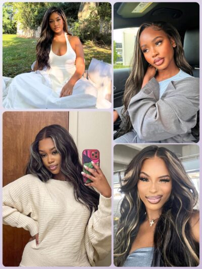 Platinum Blonde Highlight Black Mix Color Body Wave Human Hair, 100% Brazilian Thick Track Bundles #F1B/613 Ombre Skunk Stripe Balayage Colored Single Bundles Quick Weave Remy 12 In