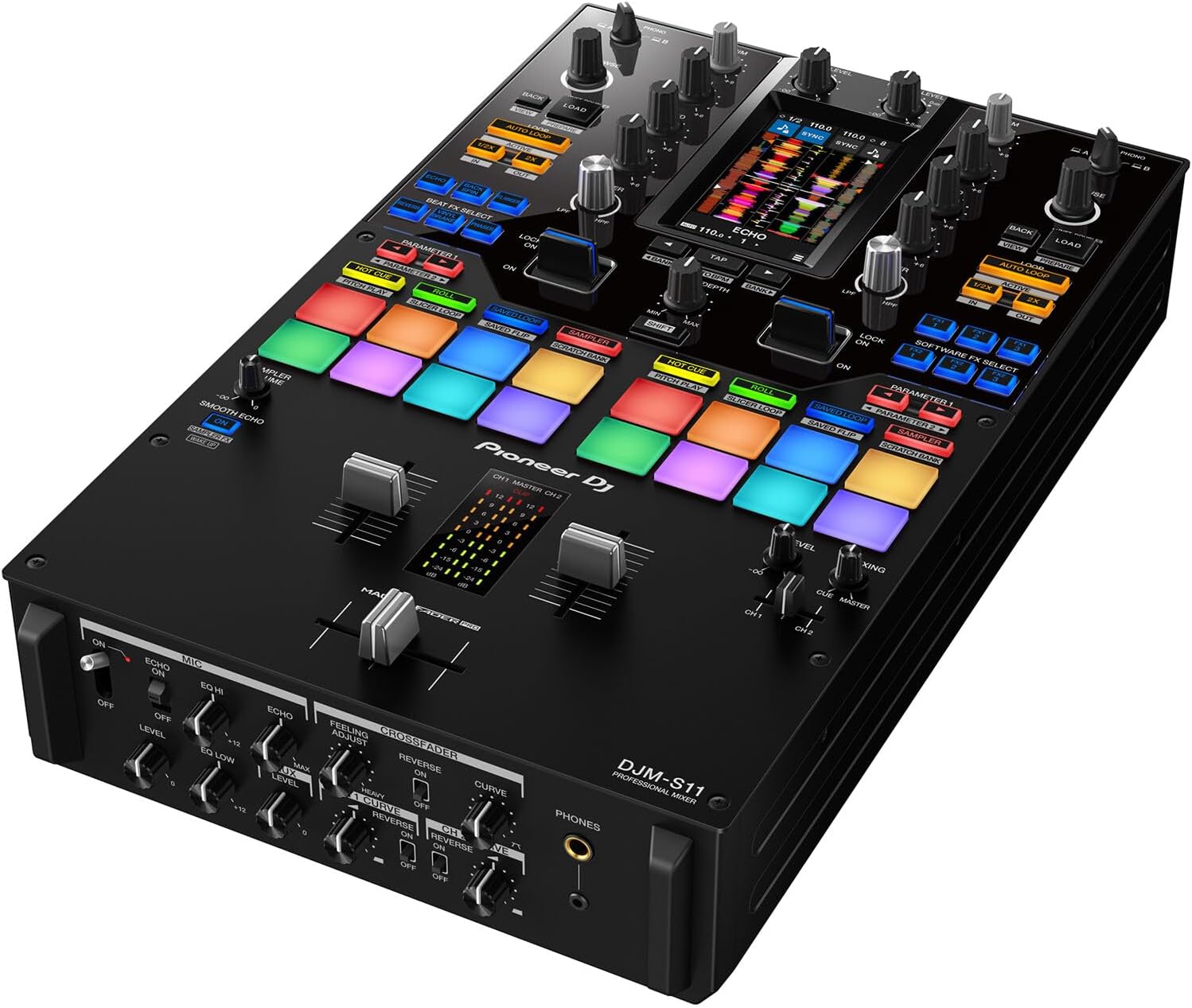 Pioneer DJM-S11 2-channel Mixer for Serato DJ with Pioneer PLX-1000 Professional Turntable (Pair)