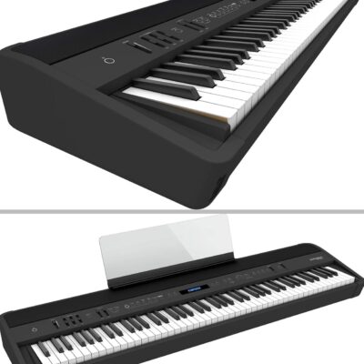 Roland FP-90X 88-Key Digital Piano – Black Bundle with Adjustable Stand, Bench, Sustain Pedal, Online Piano Lessons, Instructional DVD, and Austin Bazaar Polishing Cloth