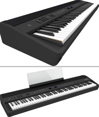 Roland FP-90X 88-Key Digital Piano – Black Bundle with Adjustable Stand, Bench, Sustain Pedal, Online Piano Lessons, Instructional DVD, and Austin Bazaar Polishing Cloth