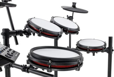Alesis Nitro Max Kit Compact Electric Drum Kit with Quiet Mesh Pads, 10 Dual-Zone Snare, Bluetooth, 440+ BFD Sounds, Drumeo, USB MIDI, Kick Pedal