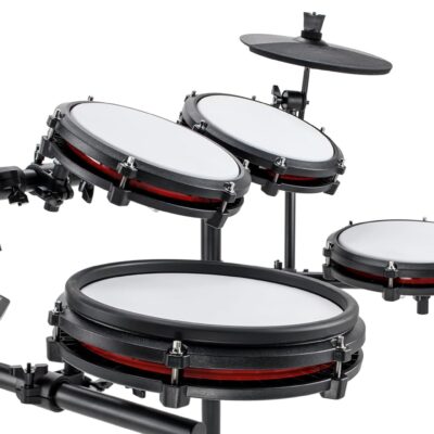 Alesis Nitro Max Kit Compact Electric Drum Kit with Quiet Mesh Pads, 10 Dual-Zone Snare, Bluetooth, 440+ BFD Sounds, Drumeo, USB MIDI, Kick Pedal