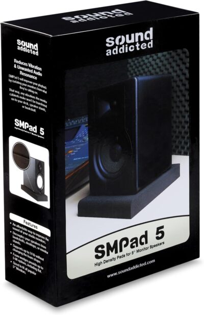 Sound Addicted – Studio Monitor Isolation Pads for 5 Inch Monitors, Pair of Two High Density Acoustic Foam which Fits Most Speaker Stands | SMPad 5